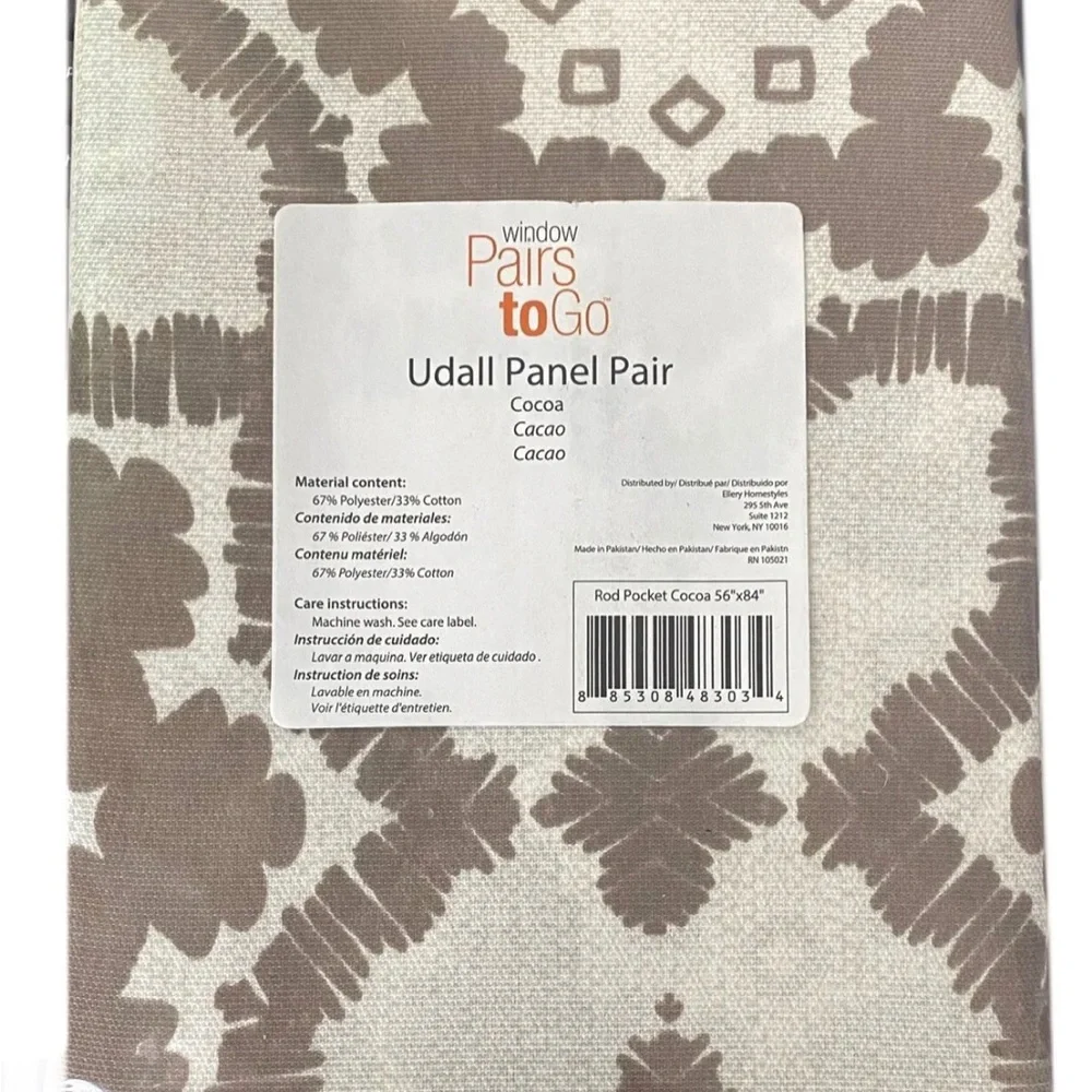 (4 Panels) Pairs To Go 84-in Cocoa Polyester Rod Pocket Panel Pair Set 2 Packs
